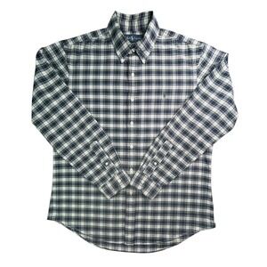 Ralph Lauren Custom Fit L/S Cotton Plaid Button Down Shirt Mens Sz L Blue White